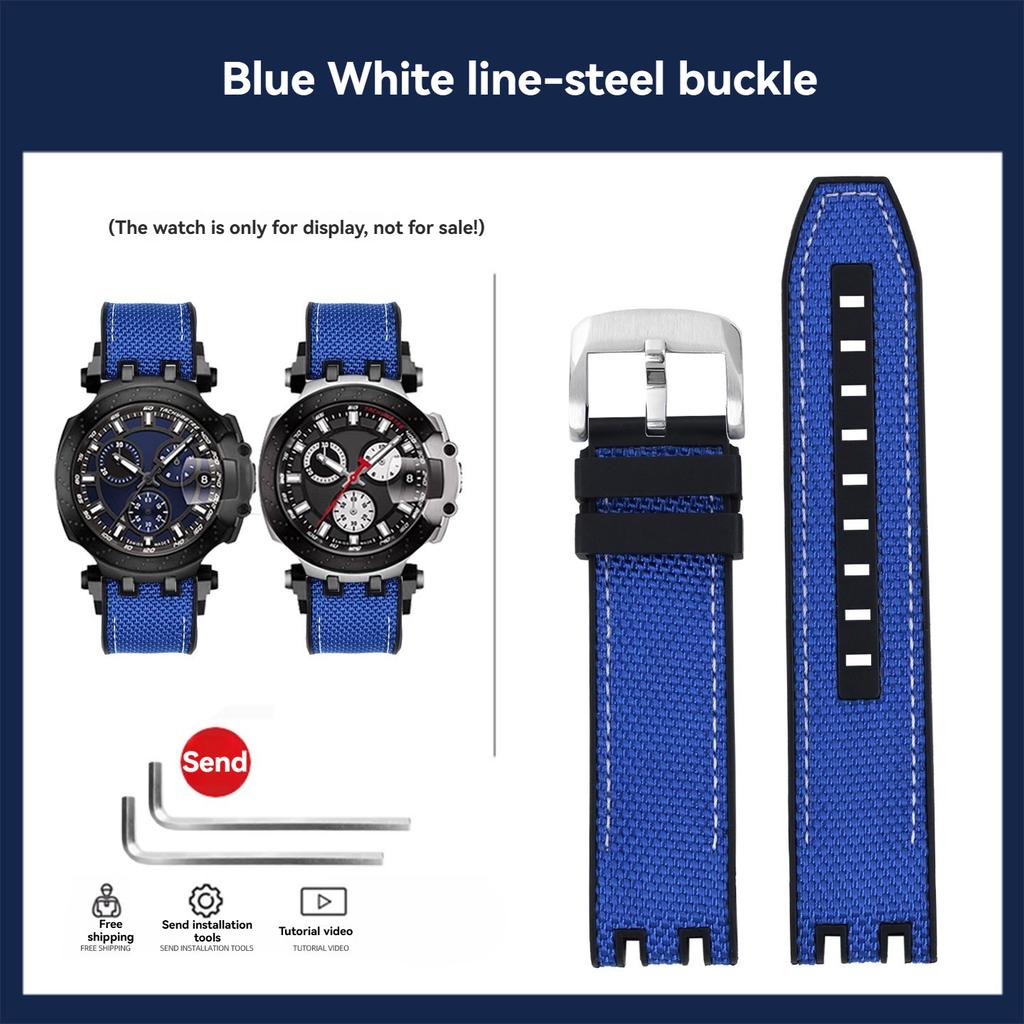 22mm High Quality Nylon Canvas Strap For Tissot MotoGP T-Sport Racing Series T115.417 T115.427A Rubber Bottom Watchband Bracelet