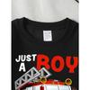 Unisex Crew Neck Fashion Sweatshirt , Just A Boy Who Loves Fire Trucks, Autumn And Winter Western Style Top, Casual Multi Colored Option For Little
