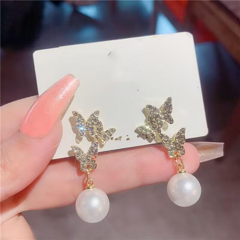 925 Silver Needle Geometric Pearl Earrings For Women Fashion Earrings Flowing Tassel Earrings Elegant Jewelry