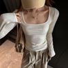 Women S Fitted Square Neck Long Sleeve Base Layer Top For Autumn Winter