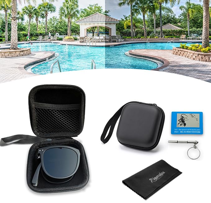 [Rimerakea] Foldable Sunglasses for Men, TR90 Polarized, UV Protection, Foldable, Ultralight, for Fishing, Driving, Hiking