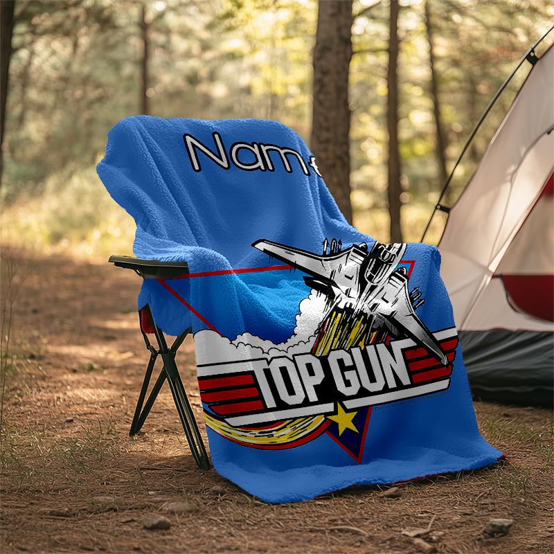 Personalized Custom Name Blanket - Top Gun Maverick Print Design,Blanket for Sofa,Bed,Travel,Camping - Soft and Warm, Great Gift