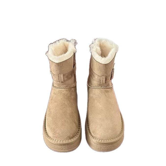 Tjockbottnade snökängor Nya vinter staplade förtjockade varma halkfria fluffiga bomullskängor