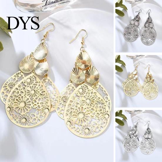 Hängende Ohrringe 1 Paar Haken Übertrieben Retro Geometrisch Elegant Hohl Hängende Blumen Wassertropfen Anhänger Damen Mode Schmuck Damen