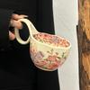 Flowers are like brocade, handle cup, high-value coffee cup, ceramic water cup, office large-capacity mug, birthday gift.