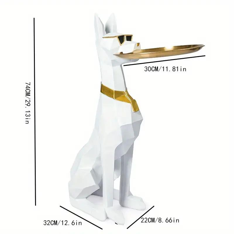 Chic Doberman Figurine Large Interior Side Table Puppy Sculpture Doorway Key Wallet Jewelry Storage Tray Living Room Decoration