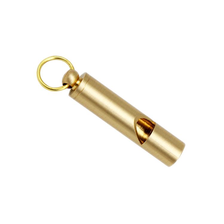 Brass Outdoor Survival Whistle: Bamboo Joint Keychain Pendant for Kids' Adventure