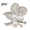 Leaf Lapel Pin Faux Pearl Rhinestone Brooch Alloy Hollow Leaves