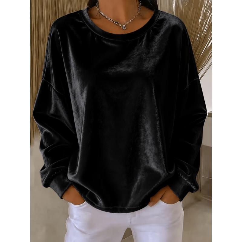Maglietta a maniche lunghe casual da donna in velluto