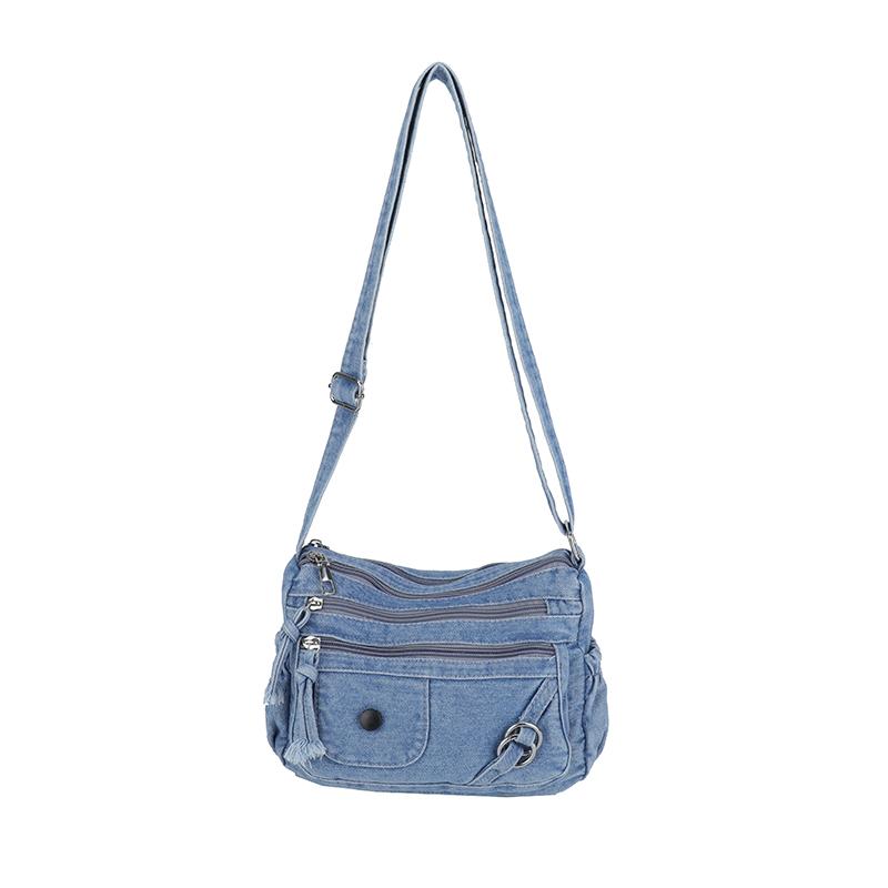 Jeans Crossbody-Tasche mit mehreren Reißverschlusstaschen, lässige Umhängetasche für Damen, für den täglichen Gebrauch und Reisen