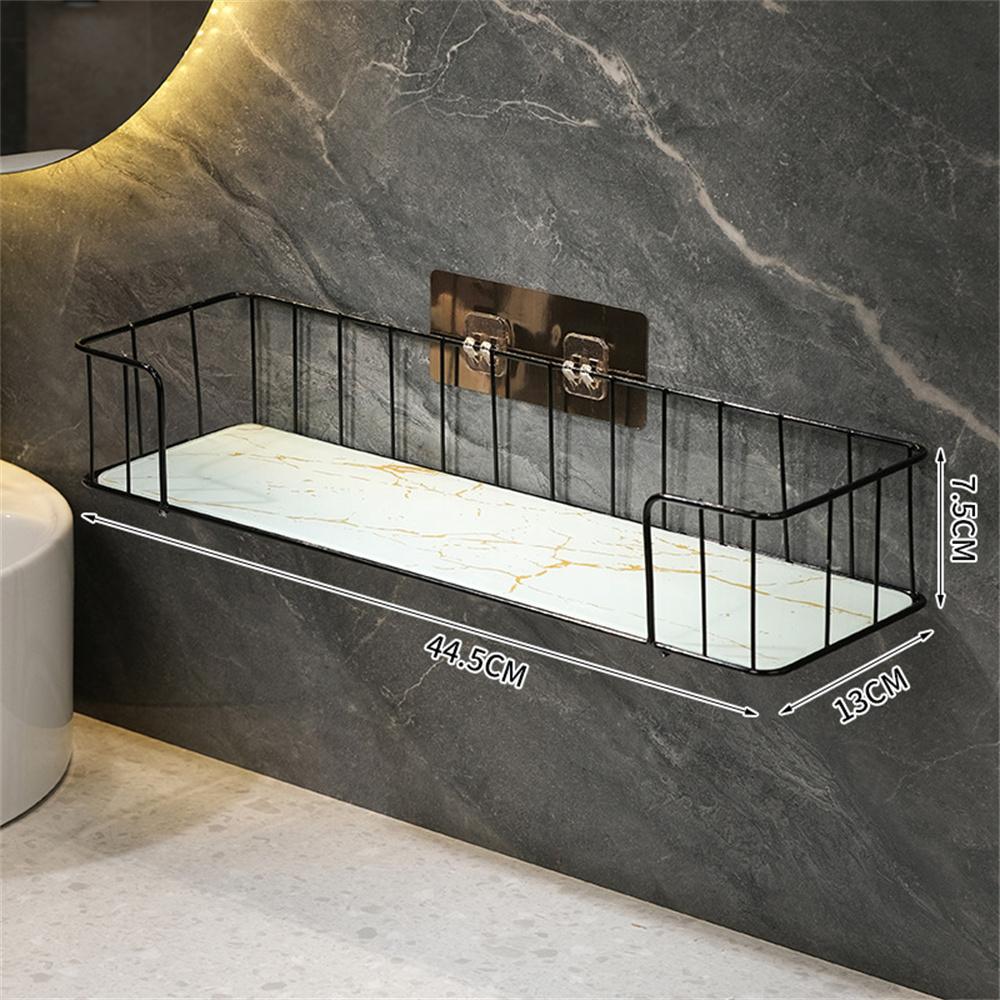 Toilet Table Wall Rack Without Punching Holes Bathroom Storage Rack Above The Toilet Marble Style Glass Plate Shelf Home Storage