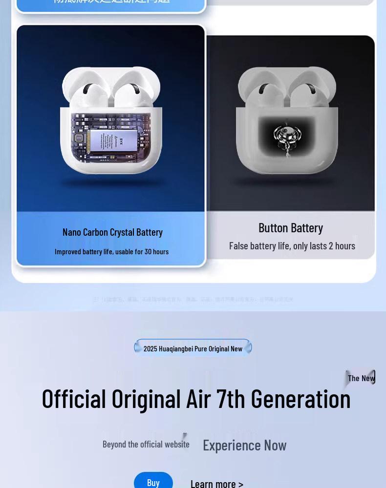 2026 7th Gen Bluetooth Wireless Noise-Cancelling Earbuds: Long Battery Life, Top Configuration, Compatible with Apple