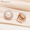 Fashion Luxury Rose Gold Color Round Cubic Zirconia Drop Earrings For Women Girl Elegant Wedding Jewelry