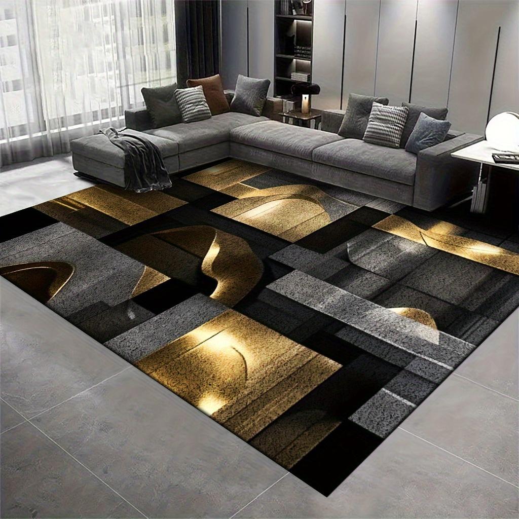 Contemporary Abstract Floor Rug Blue Beige White Swirling Curve Stylish Decor Area Rug for Indoor Living Space Home Ornament