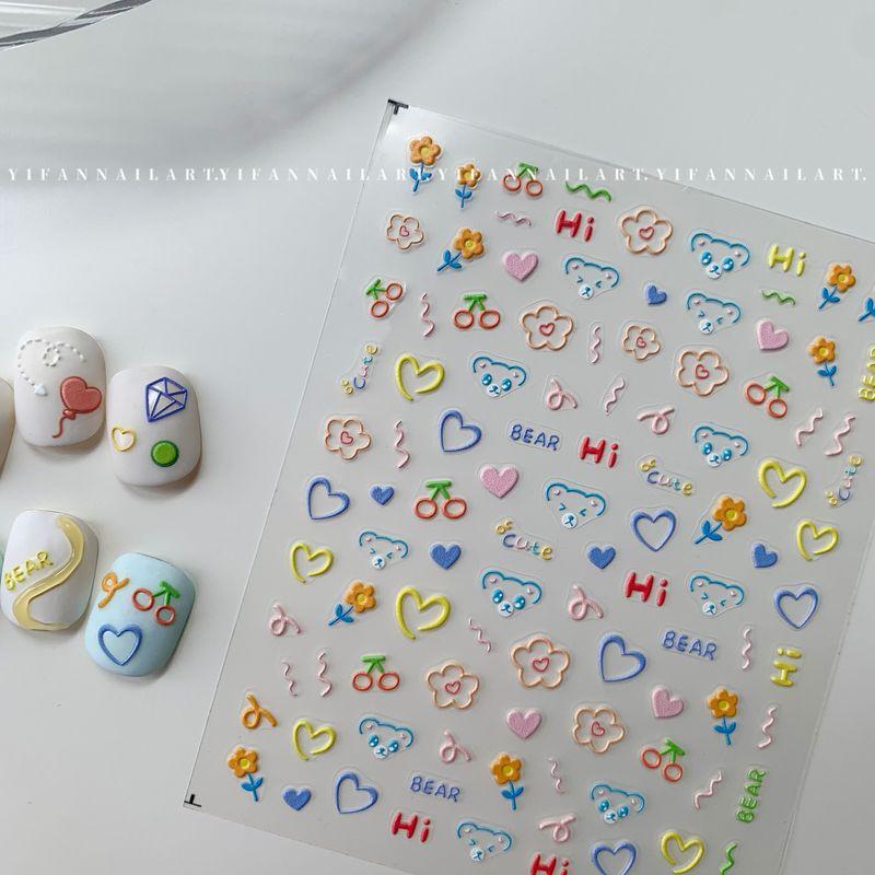 

J57 Graffiti Bear Line Relief Nail Sticker J57-1. [Embossed graffiti Bear. 1]]