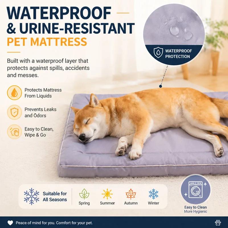 Waterproof Dog Bed Oxford Pet Cushion for All Seasons Thickened Memory Foam Filling Bite-resistant Pet Mat Pet Supplies