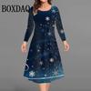 Christmas Tree Women Short Dresses Long Sleeve Festival Ladies Loose Plus Size Dress 3D Print Christmas Street Female