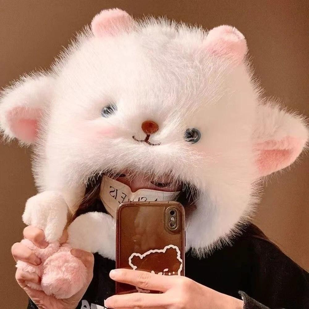 Sheep Winter Plush Hat Anti-cold Fluffy Ear Protection Cap Skiing Lamb Ears Warmer Hat  Travel