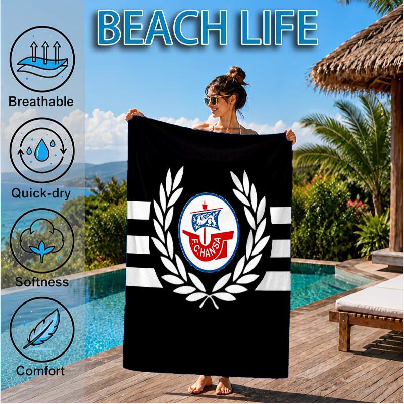 FC Hansa Rostock Wappen Design Strandtuch, Schnelltrocknend, Pflegeleicht, Geeignet für Fitness und Strandurlaub, Sport-Essential