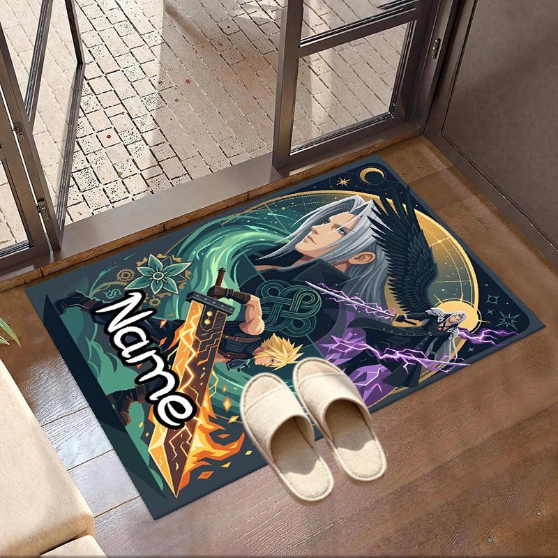 Benutzerdefinierter Name Personalisierter Final Fantasy Druck Teppich, Vielseitiger Heimdekor Teppich, für Spielzimmer, Wohnung, Balkon, Eingangsbereich, Flur Geschenk