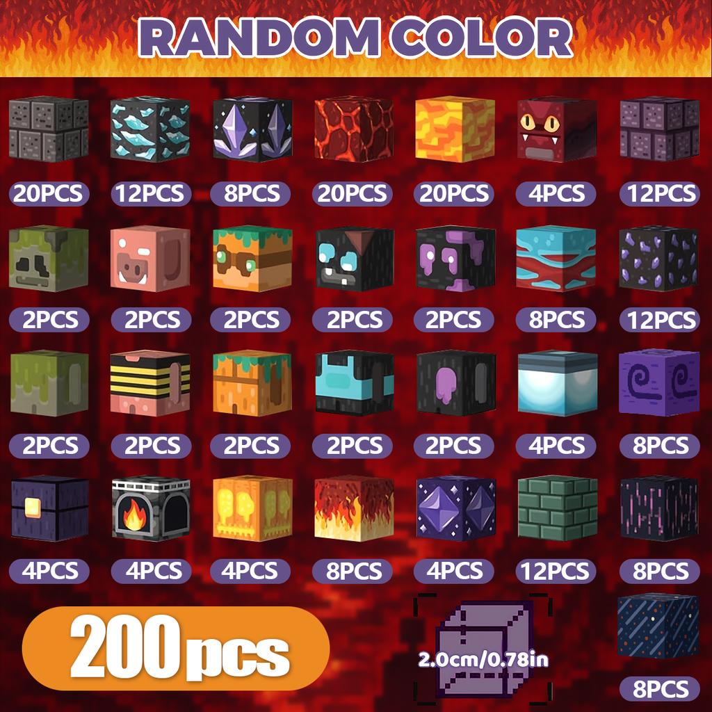 Magnetic Building Blocks Mine World Magnet Lava Dark Cave Midnight Bear Brick Cube Education Sensory Halloween Toy Children Gift