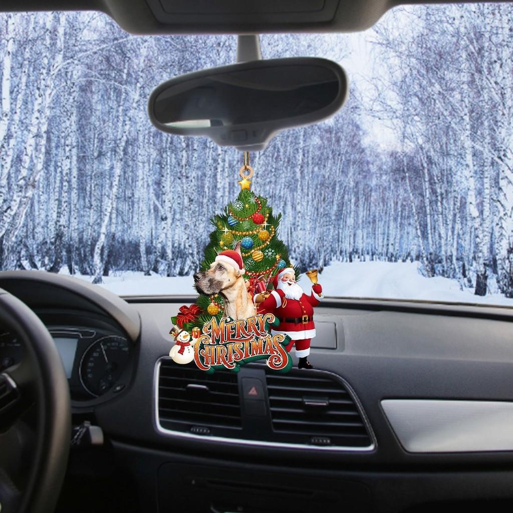 Adorable Christmas Dog Ornament For Festive Home Decor Charming Acrylic Santa Design