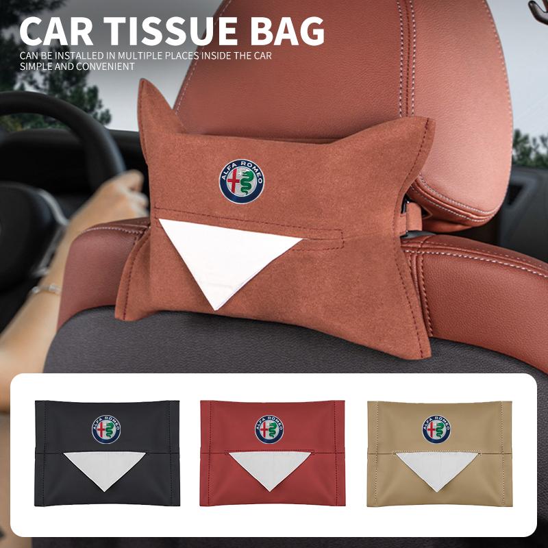 

Car Logo Tissue Box Paper Storage Bag Organizer Accessories For Alfa Romeo Abarth JEEP Fiat Volvo Jaguar Honda Nismo TRD Acura Alfa Romeo чёрный