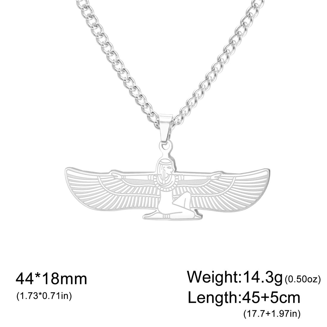 EUEAVAN Sacred The Wings of the Isis Goddess Necklaces Stainless Steel Ancient Egyptian Goddess Isis Necklace Egypt Jewelry Gift
