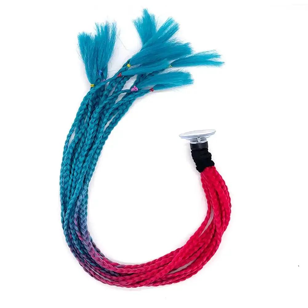 Helmet Dreadlocks Braid For Helmet Motorcycle Dreadlocks Dirty Braid Pigtail Gradient Synthetic Twist Braid Ponytail With Sucker