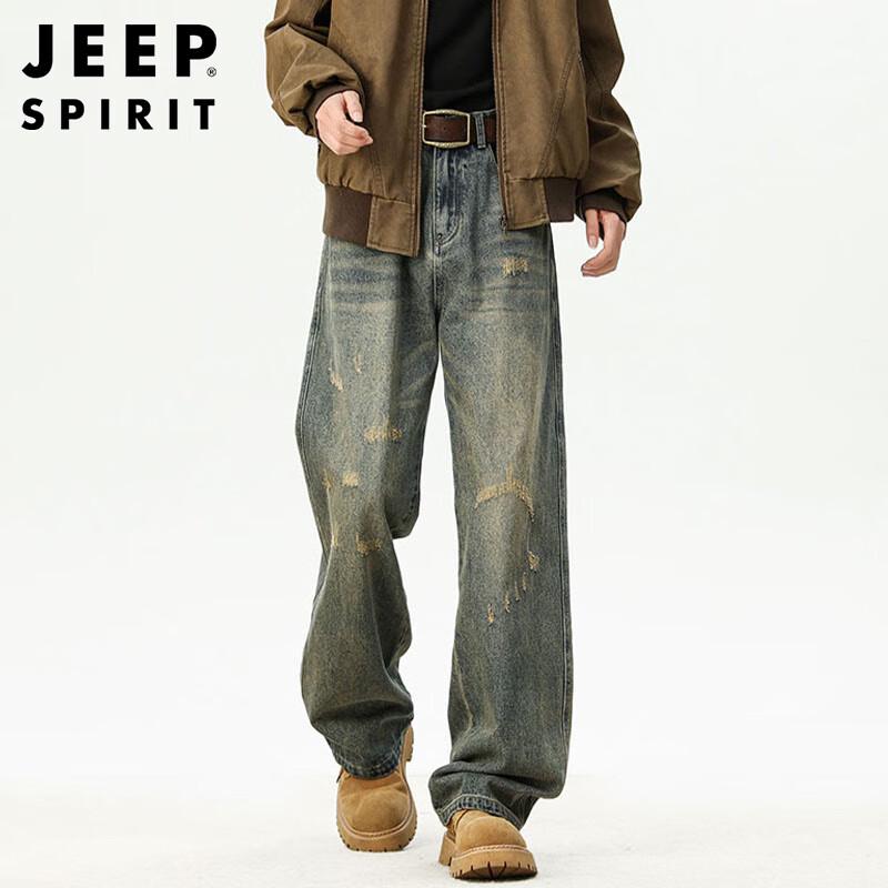 

JEEP SPIRIT Men s Retro Washed Straight Loose Denim Jeans XL