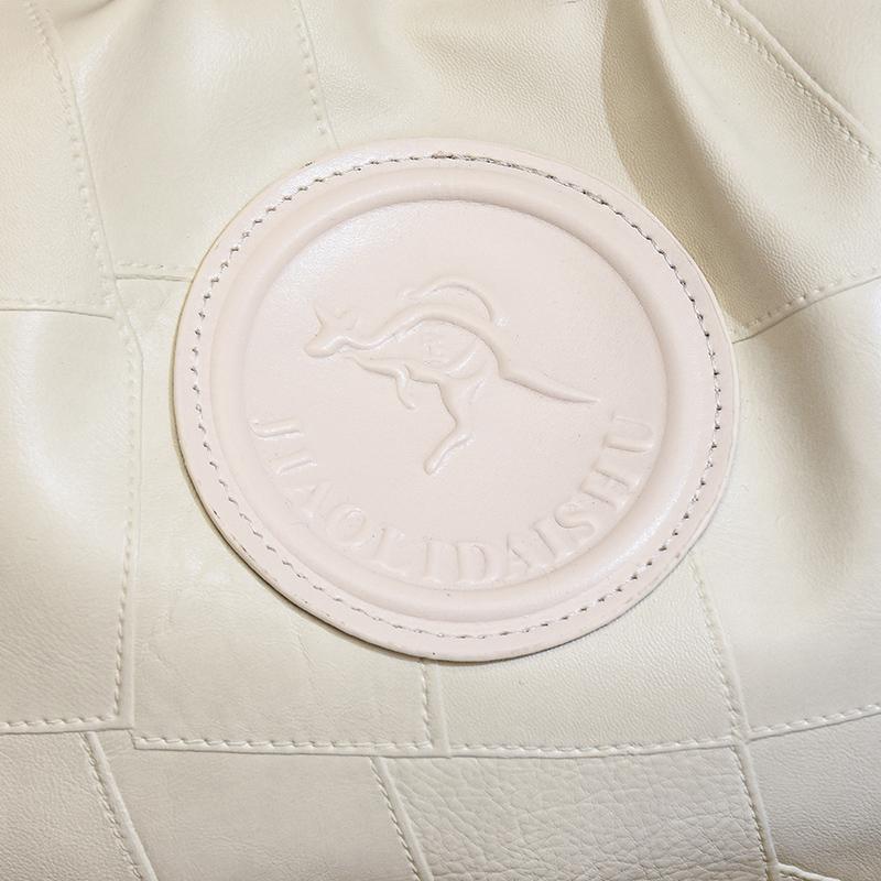 Soft Leather Women Backpack Geometric Pattern Patchwork Backpack Large Capacity Women's Travel Bag