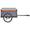 Remorque de bicyclette - vidaXL - Gris et orange - Capacité 65 kg - Dimensions 136x72x58 cm - Pliable