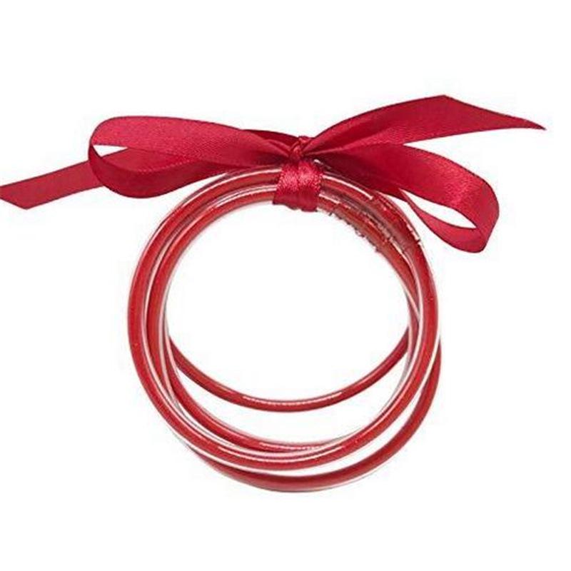 Women's Multi-Layer Silicone Rainbow Glitter Bracelet Set with Bow