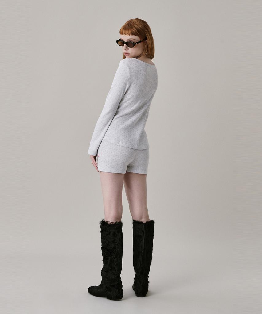 JUNEJUNE SPACE Patterned Knit Shorts_Grey