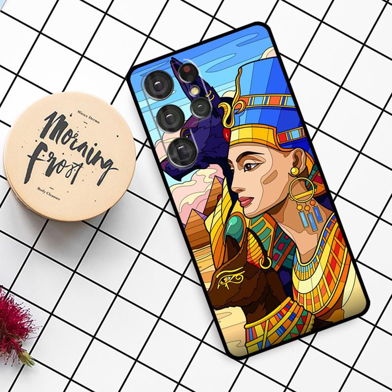 Egypt Nefertiti Anubis Ankh Case For Samsung Galaxy S25 Ultra S23 S22 S21 S20 S24 Ultra S9 S10 Plus S25 FE Phone Cover
