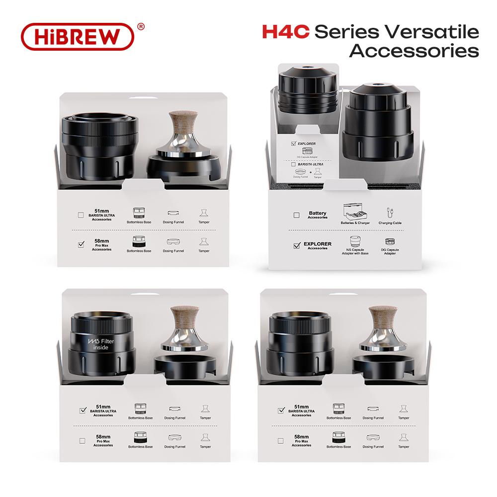 HiBREW H4C Portable Espresso Coffee Machine 51MM or 58MM Barista Bottomless Kit IMS Filter Basket Nes DG Capsule 3