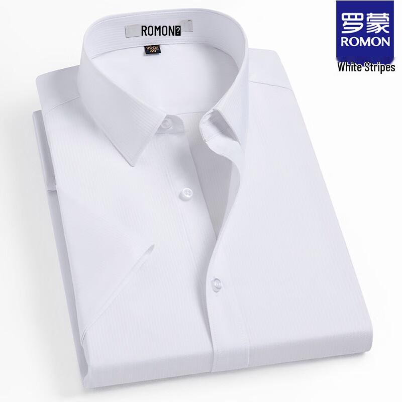 

ROMON Men s Summer Business Casual Non-Iron Short Sleeve Shirt 38
