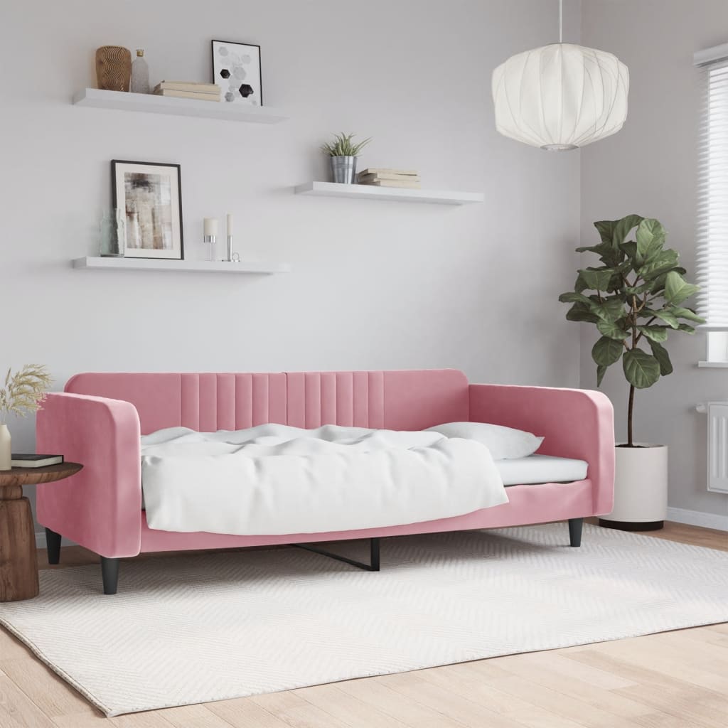 Daybed in Pink 90 x 200 cm Velvet