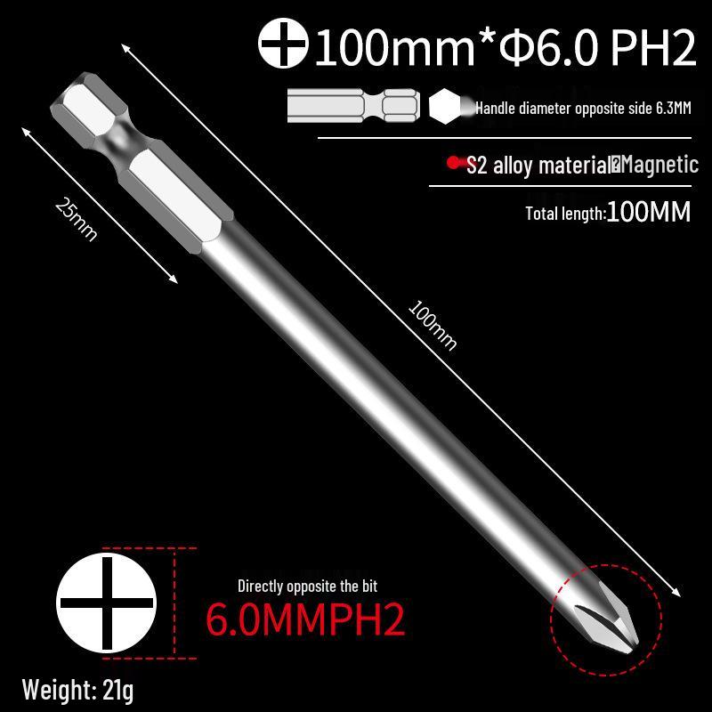 Phillips Head Electric Screwdriver Drill with Extended Fine Head, Strong Magnetic Hex Bit, High Hardness