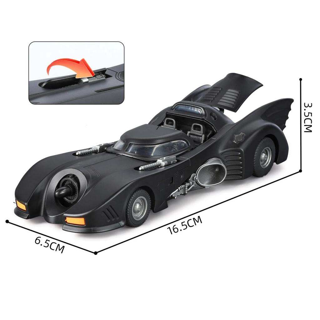 1/32 Batmobile Bat 1989 Alloy Car Model Sound and Light Pull Back Children's Toy Collectibles Birthday Gift