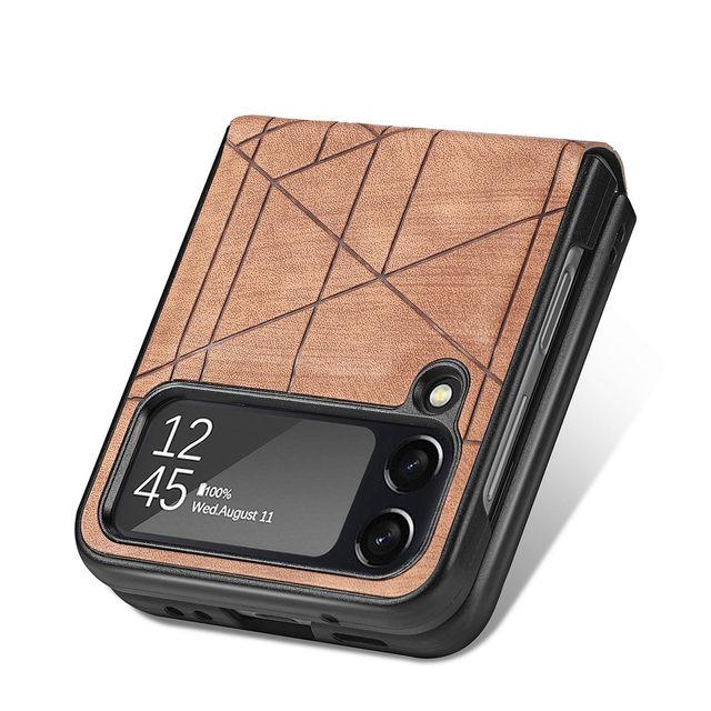 Do Samsung Z Flip 4 5g antypoślizgowe składane skórzane etui do Samsung Galaxy Z Flip4 Flip 4 Zflip4 torba na telefon chroniąca przed upadkiem