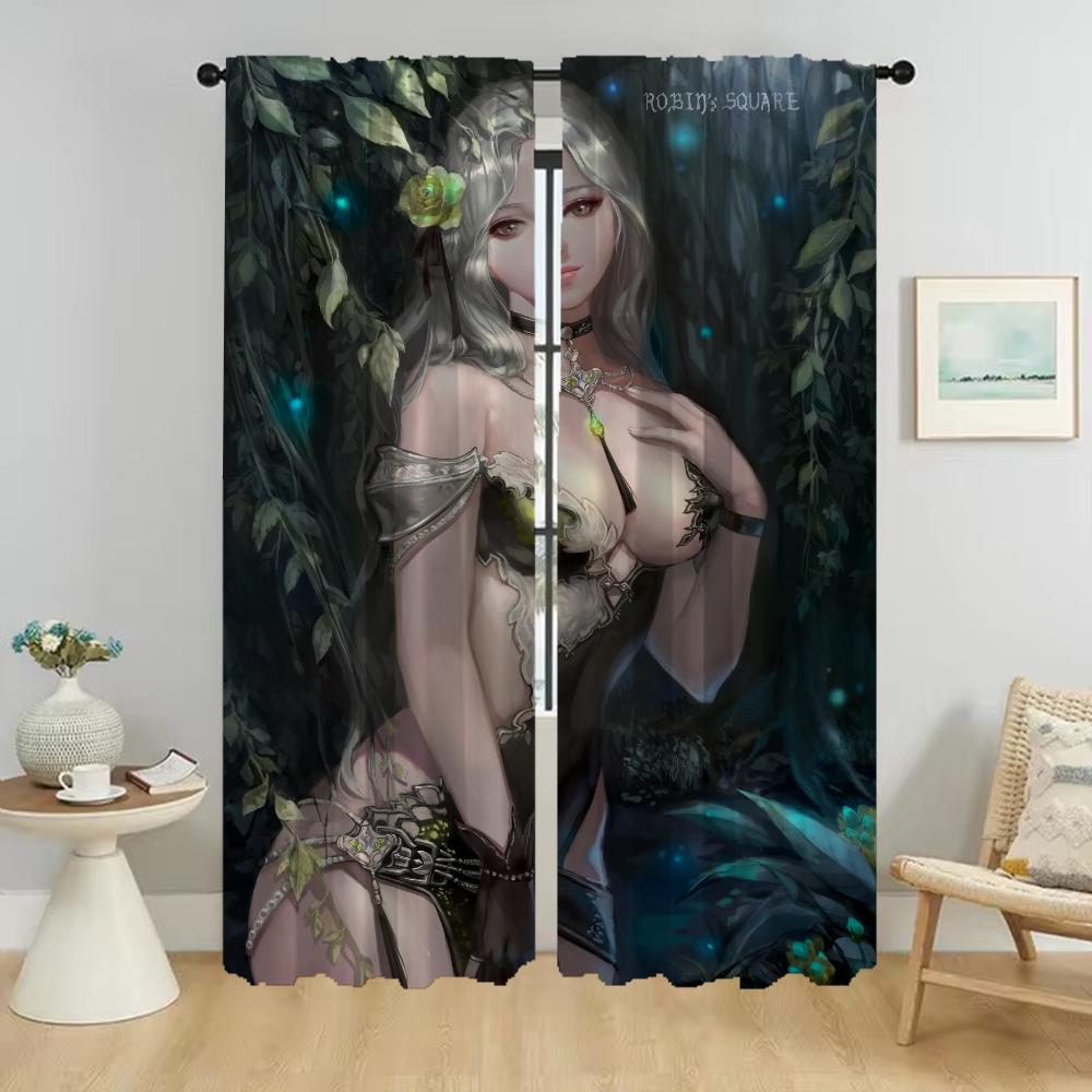 Weiblicher Elf Tüll für Schlafzimmervorhänge für Wohnzimmer Vorhang Raumteiler Halloween Dekoration Heim Innenvorhänge 2 Stück