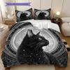 Black Cat Pattern Bedding Quilt Set Quilt Cover Pillowcase Home Decoration Birthday Gift (1 * Duvet Cover + 2 * Pillowcase, Without Core)