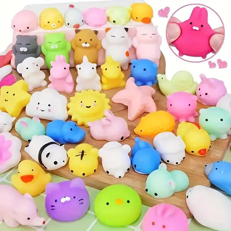 24Pcs Cute Kawaii Animal & Fruit Squeeze Toys Soft Stress Relief Pop Fidgets for Youngsters & Adults Perfect Party Favors Gifts