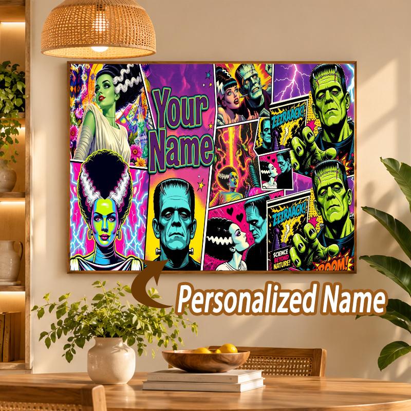 Custom Name Bride of Frankenstein 5D Diamond Painting Personalized Full Drill Diamond Art Kit Gift