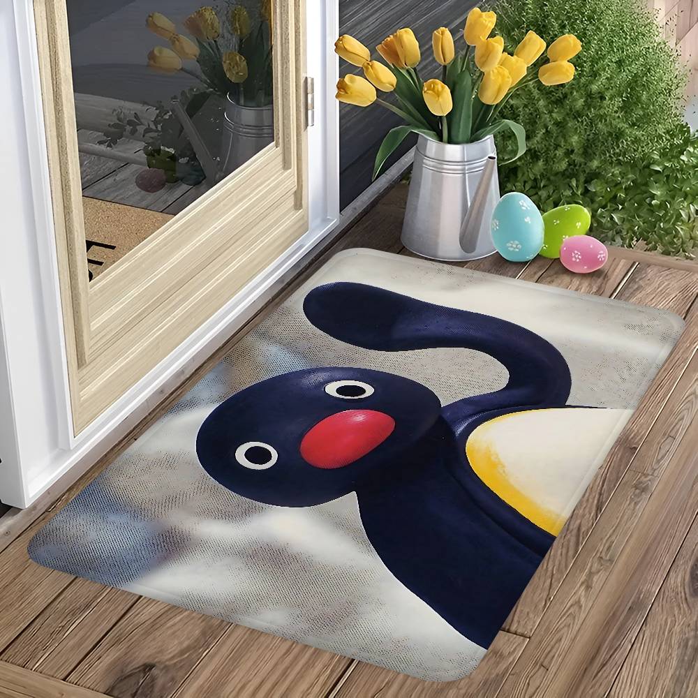 Kinder Animation P-Pingu Badezimmerteppich Anti-Rutsch Wasserabsorbierend Langes Streifenkissen Schlafzimmerteppich Willkommens-Fußmatte