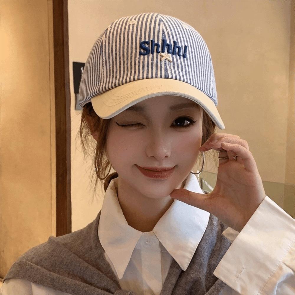 Letter Embroidered Women Baseball Hat Big Head Circumference Cotton Baseball Cap  Summer