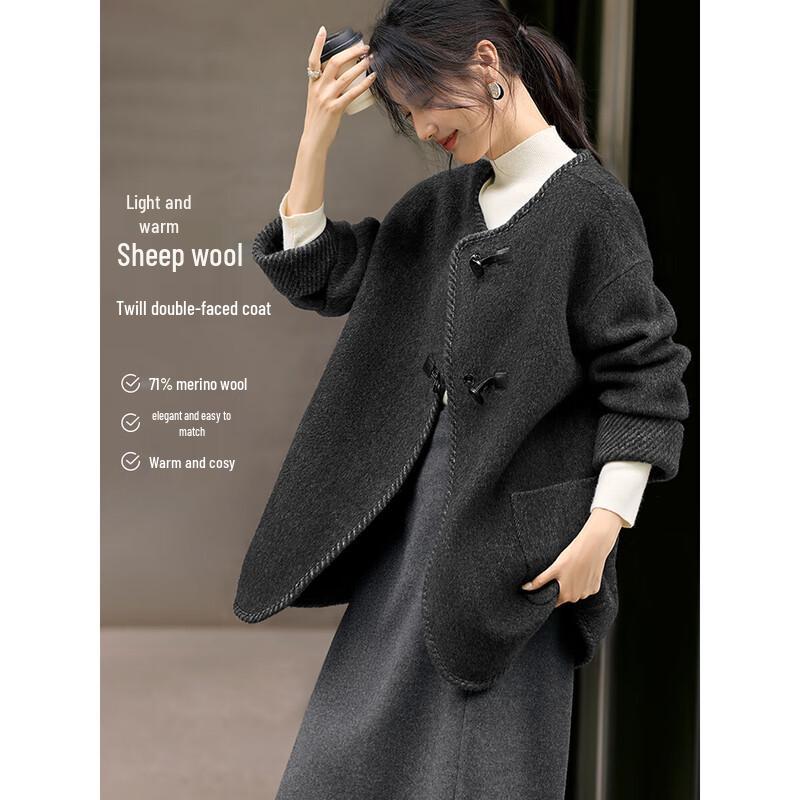 

XWI Hepburn Style Women s Twill Double-Faced Wool Coat S