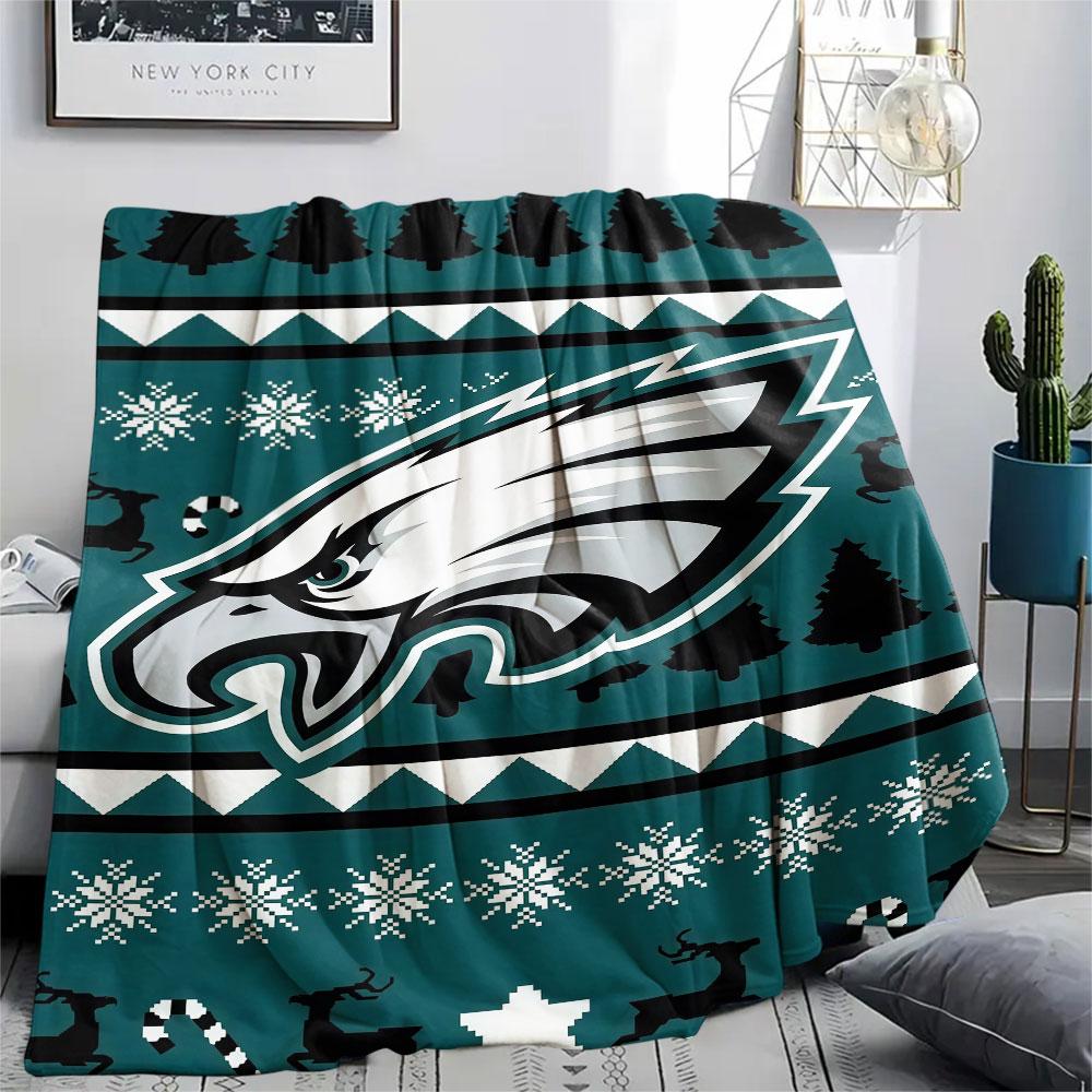 PHI Eagles Printed Flannel Blanket, soft throw for bedroom sofa, washable, fan merchandise, great gift.