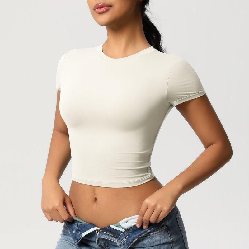 Double-Sided Nylon Tight Quick-Drying Exercise Short Sleeves T-shirt Pilates Tops Running Workout Clothes Yoga Clothes Short Sleeve Women